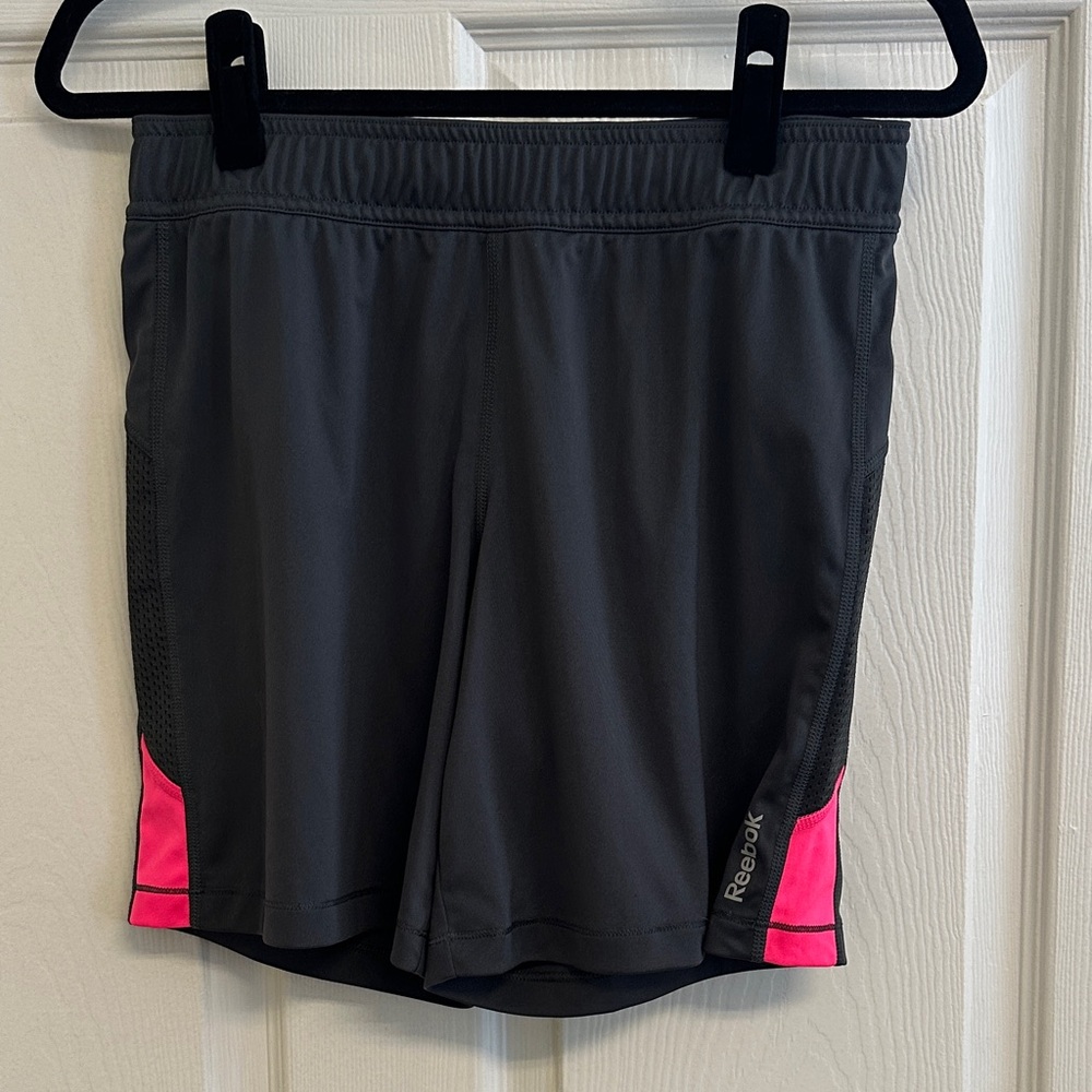 Reebok Women's Charcoal and Hot Pink Basketball Shorts